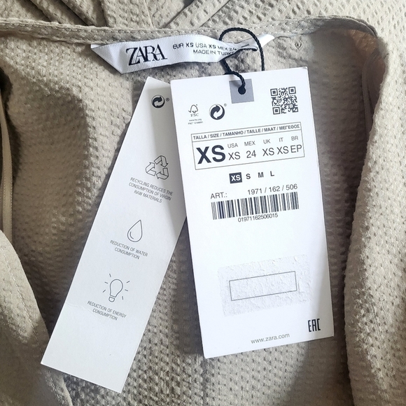 New Zara Textured Linen Blend V-Neck Sleeveless Belted Tan Jumpsuit NWT Size XS - Picture 13 of 16